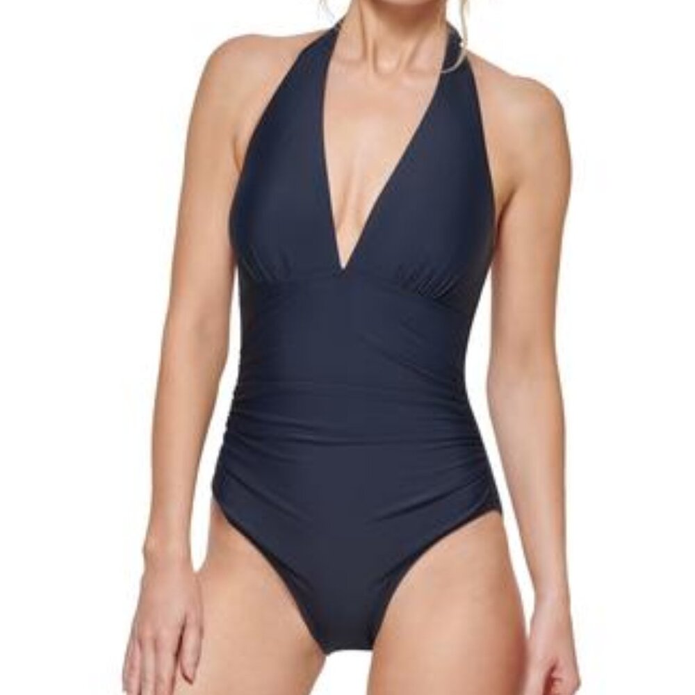 Tommy Hilfiger Ruched Tummy-Control One-Piece Swimsuit